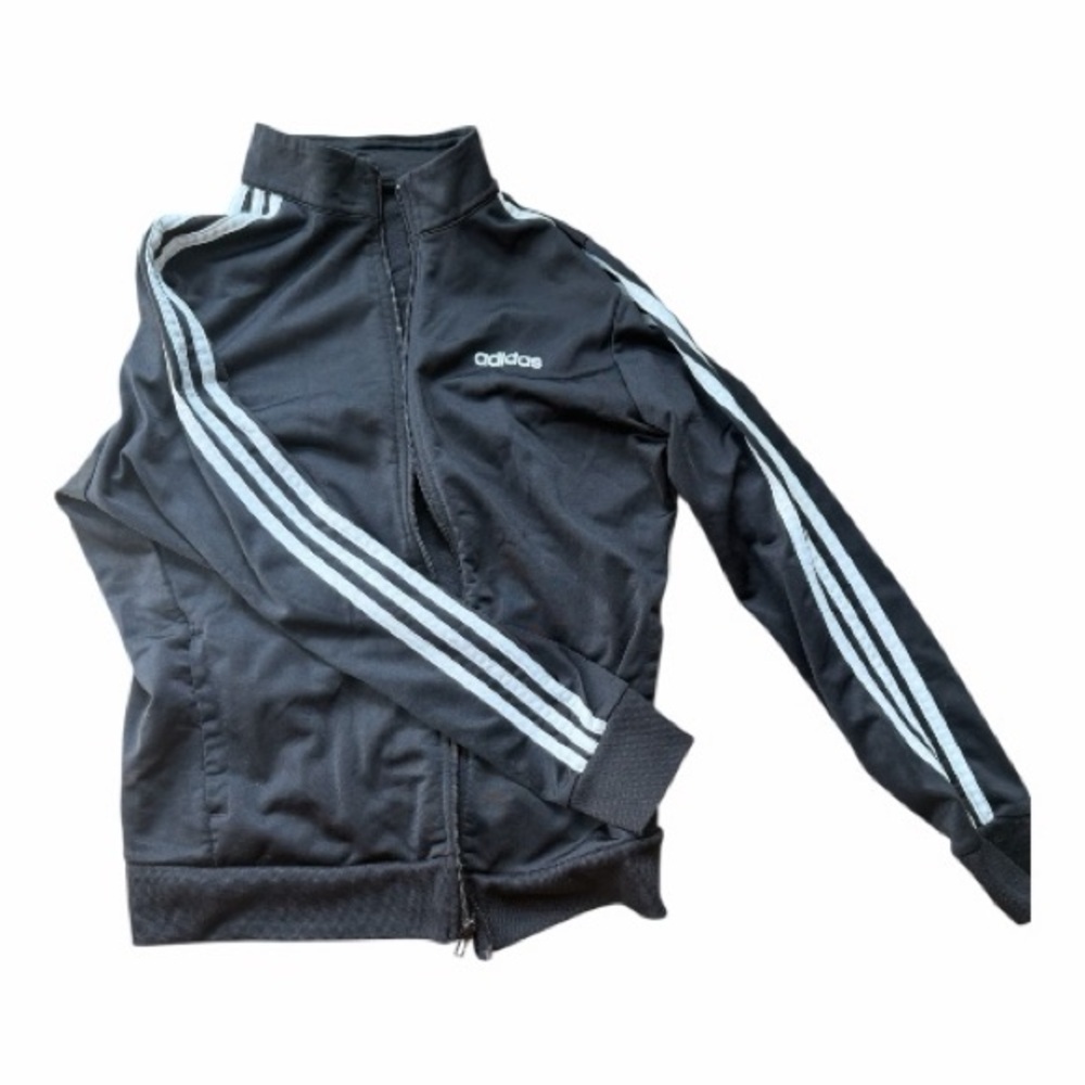 Adidas Black Jacket with White Stripes
